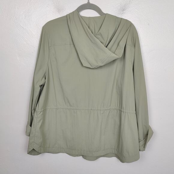 Zenergy by Chicos Embroidered Hooded Jacket Womens Chico’s Size 2 Sage Green - Picture 5 of 9